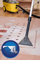 maryland map icon and professional carpet cleaning equipment