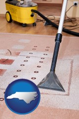 north-carolina map icon and professional carpet cleaning equipment