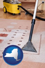 new-york map icon and professional carpet cleaning equipment