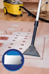 pennsylvania map icon and professional carpet cleaning equipment