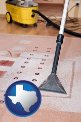 texas map icon and professional carpet cleaning equipment