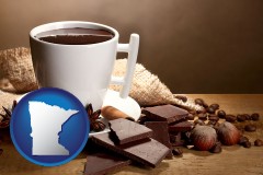 minnesota map icon and a cup of hot chocolate