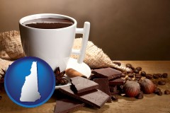 new-hampshire map icon and a cup of hot chocolate
