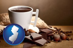 new-jersey map icon and a cup of hot chocolate