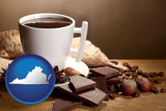 virginia map icon and a cup of hot chocolate