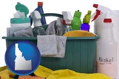 idaho map icon and cleaning supplies
