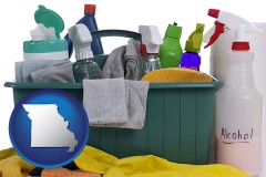 missouri map icon and cleaning supplies