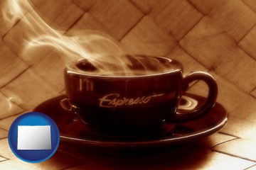 a cup of espresso coffee - with Colorado icon