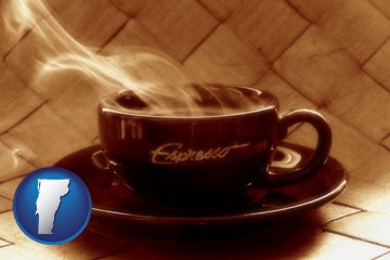 a cup of espresso coffee - with Vermont icon