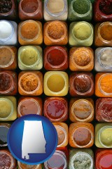 alabama map icon and sauces