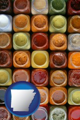 arkansas map icon and sauces