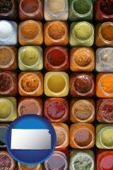 kansas map icon and sauces