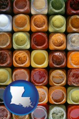 louisiana map icon and sauces