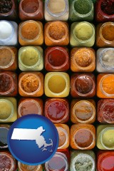 massachusetts map icon and sauces