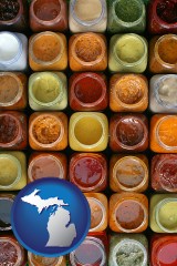 michigan map icon and sauces