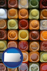 pennsylvania map icon and sauces