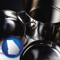 georgia map icon and stainless steel cookware