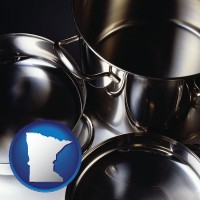 minnesota map icon and stainless steel cookware