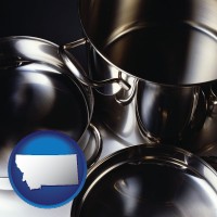 montana map icon and stainless steel cookware