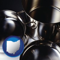 ohio map icon and stainless steel cookware