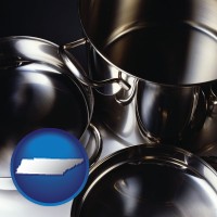 tennessee map icon and stainless steel cookware