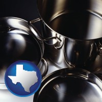 texas map icon and stainless steel cookware