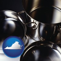 virginia map icon and stainless steel cookware