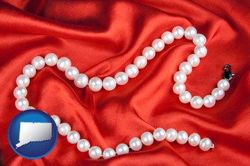 a faux pearl necklace - with Connecticut icon