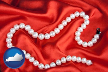 a faux pearl necklace - with Kentucky icon