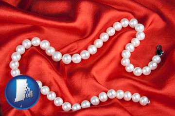 a faux pearl necklace - with Rhode Island icon