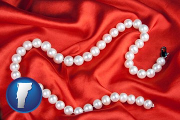 a faux pearl necklace - with Vermont icon