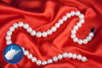 a faux pearl necklace - with West Virginia icon