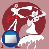 colorado map icon and folk dance clothing