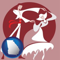 georgia map icon and folk dance clothing