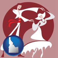 idaho map icon and folk dance clothing