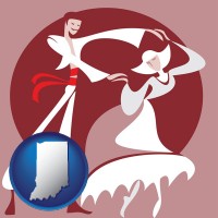 indiana map icon and folk dance clothing