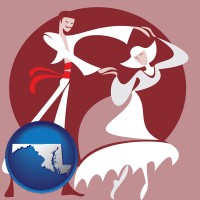 maryland map icon and folk dance clothing