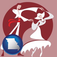 missouri map icon and folk dance clothing