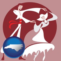 north-carolina map icon and folk dance clothing