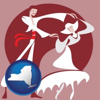 new-york map icon and folk dance clothing