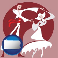 pennsylvania map icon and folk dance clothing