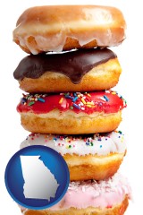 georgia map icon and assorted donuts
