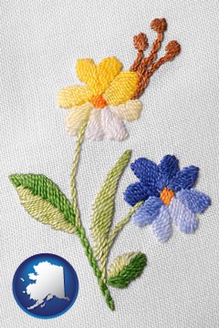 hand-embroidered needlework - with Alaska icon