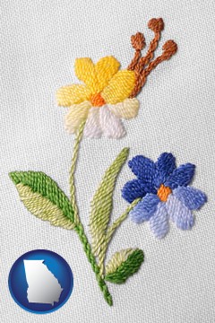 hand-embroidered needlework - with Georgia icon