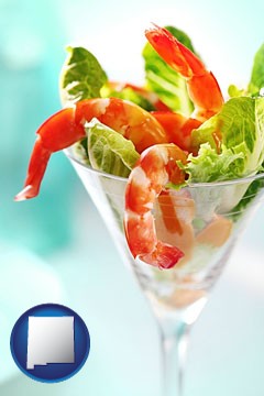 a shrimp cocktail - with New Mexico icon