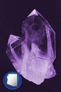 an amethyst gemstone - with Arizona icon