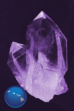 an amethyst gemstone - with Hawaii icon