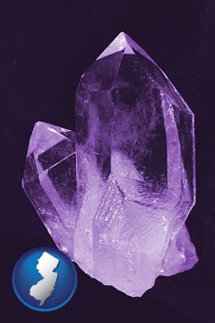 an amethyst gemstone - with New Jersey icon