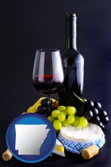 arkansas map icon and gourmet food and wine