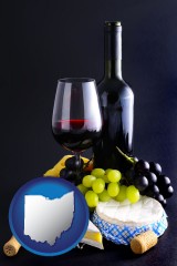 ohio map icon and gourmet food and wine